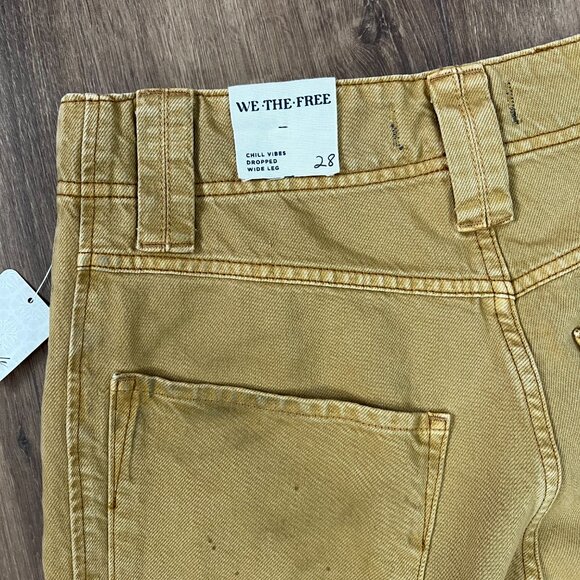 NEW Free People We The Free Chill Vibes Dropped Wide Leg Mustard Scout Jeans 28 - Picture 6 of 15